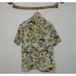 Koko Head Shirt Brown Green  Hawaiian Button-Up  Men's Short‎ Sleeve Size Large